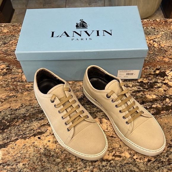 LANVIN OF PARIS TRAINER low top canvas sneakers, beige size 8 - Picture 2 of 14